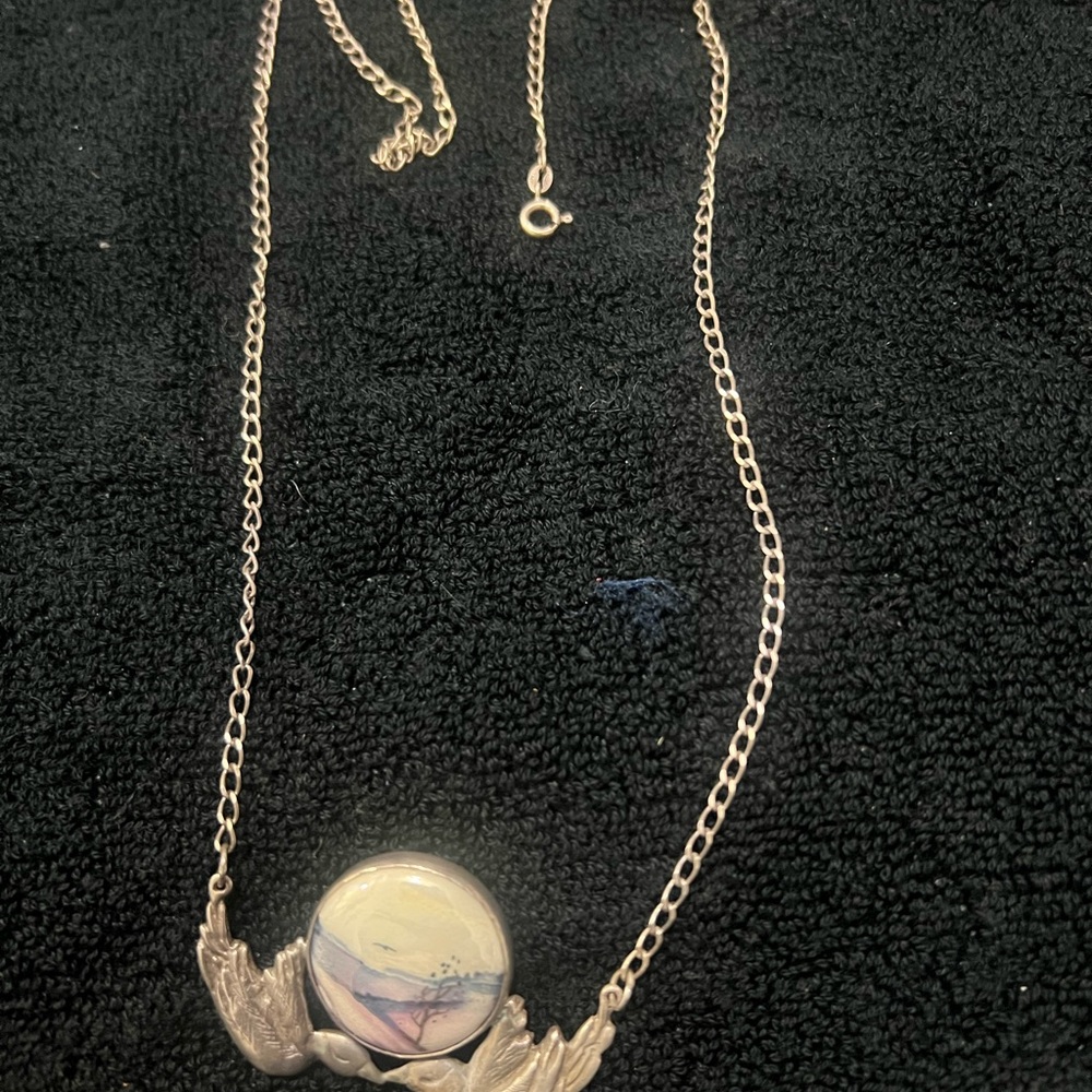 vintage LNDA  tow birds  925 Sterling Silver Necklace made in Italy